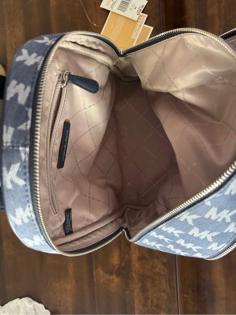 Michael Kors Blue MK Logo Backpack